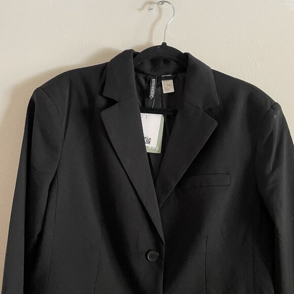 H&M Divided Women S Black Twill Career Oversized Single Breasted Blazer NWT - Picture 5 of 11